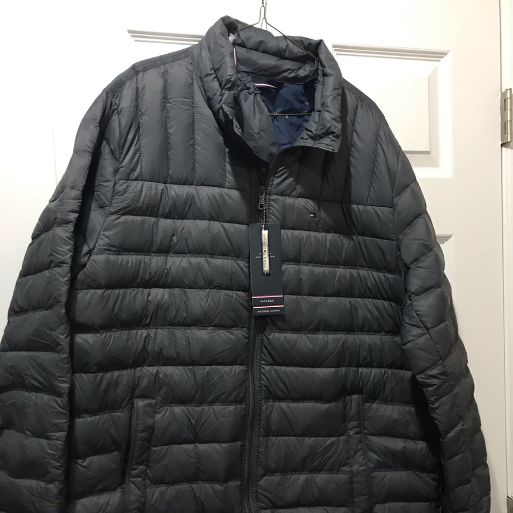 Tommy Hilfiger $225 Down Puffer Jacket Gray XLT